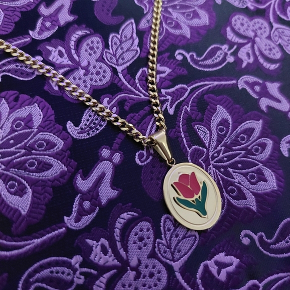 18K Gold Plated 🌹 Rose Flower Pendant with 18K Gold Plated Miami Cuban Link - Picture 13 of 13